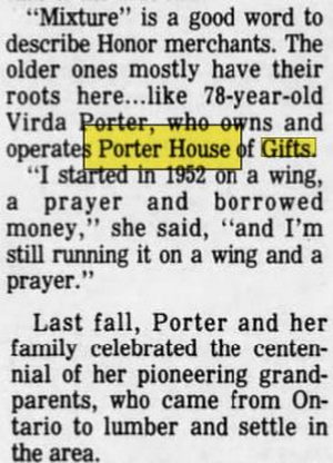 Porter House of Gifts - May 1984 Article On Honor Businesses (newer photo)
